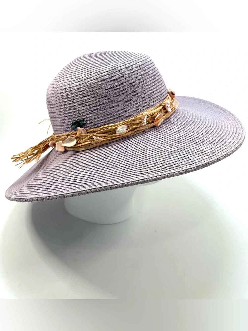 Sun N Sand Floppy Wide Brim Sun Hat Woven Beach Garden Boho Lavender.